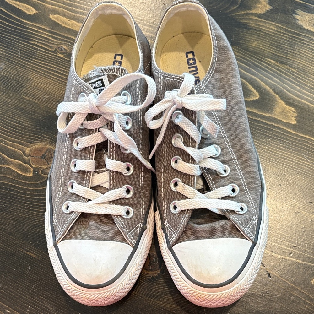 Womens Converse Gray Canvas Sneakers with White Accents